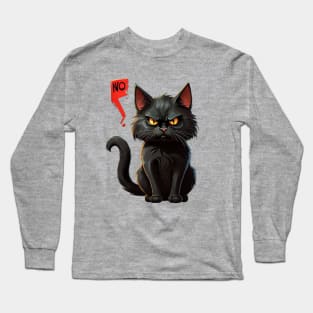 Black Cat Says No: Funny illustration for black cat lover. Long Sleeve T-Shirt